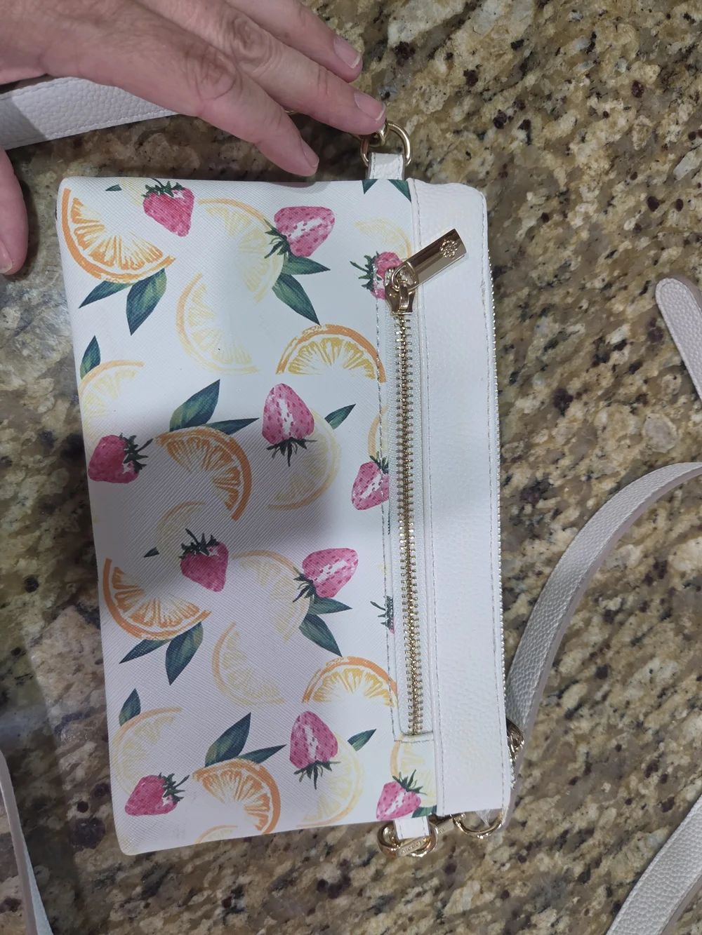 Nanette Lepore Cream Citrus & Strawberry Crossbody Bag